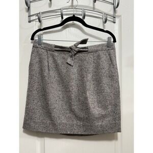 J. Crew Gray Wool Silk Blend Tweed Tie Waist Mini Skirt 03414 Womens 8 FA13
